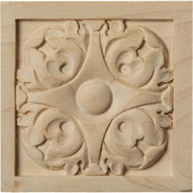 Ekena Millwork ROS03X03X00LFLW 3 Po. x 3 Po. H X.62 Po. D Rosette à Petites Feuilles - Accent Architectural