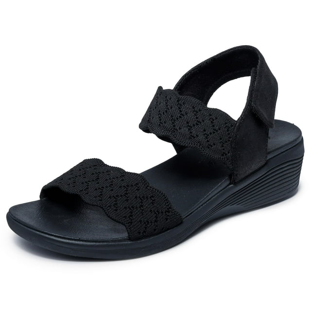 Sandalia Skechers Arya-on The Rise para mujer, color negro, talla 9