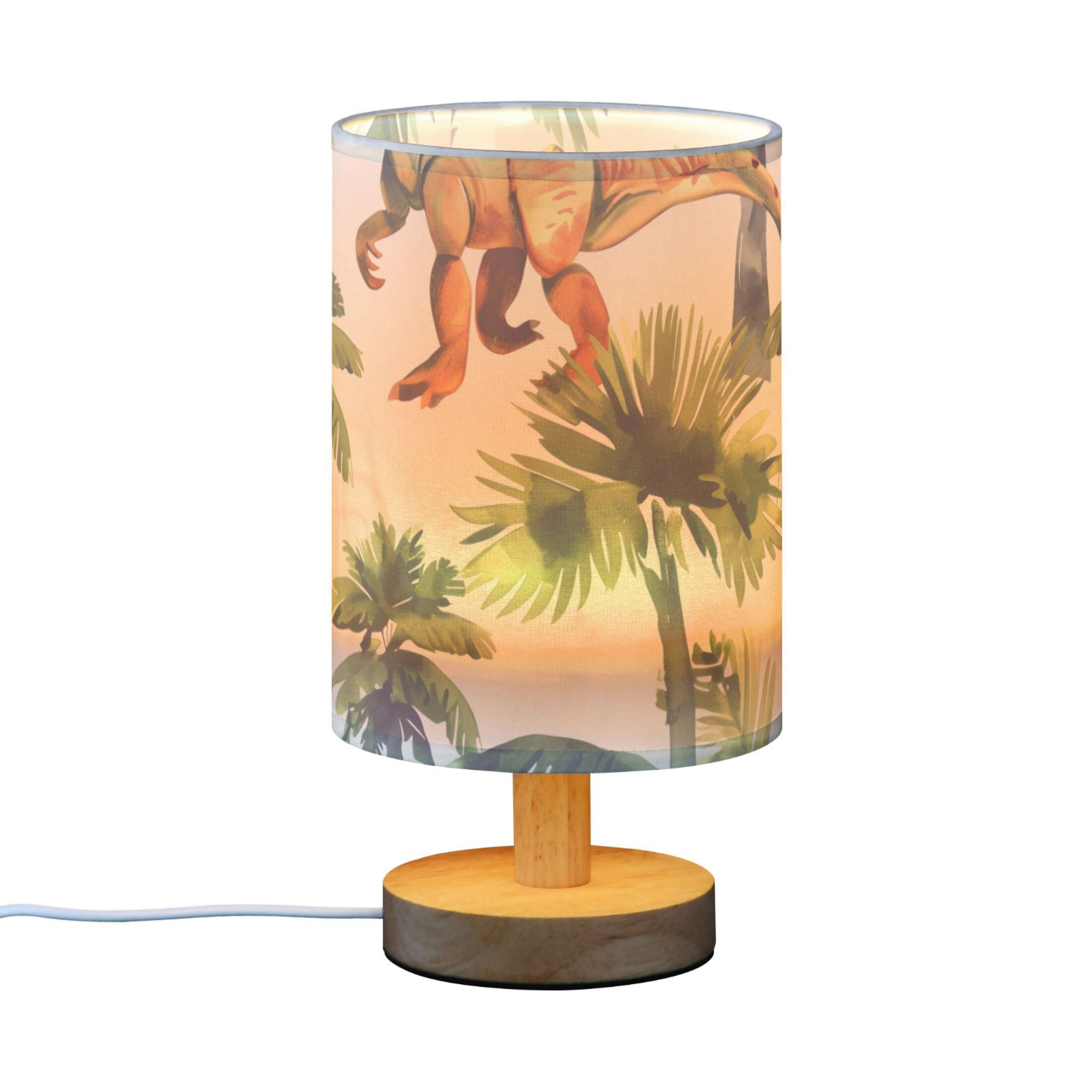 Dinosaurs Palm Trees Watercolor Table Lamp with USB Port LED Warm Light Lamp Night Light Home Decor
