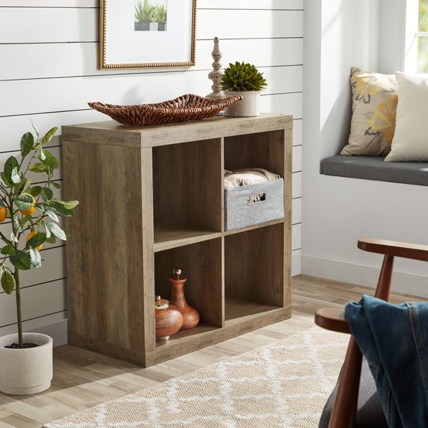 Better Homes & Gardens Square 4Cube Organizer, Rustic Gray Walmart