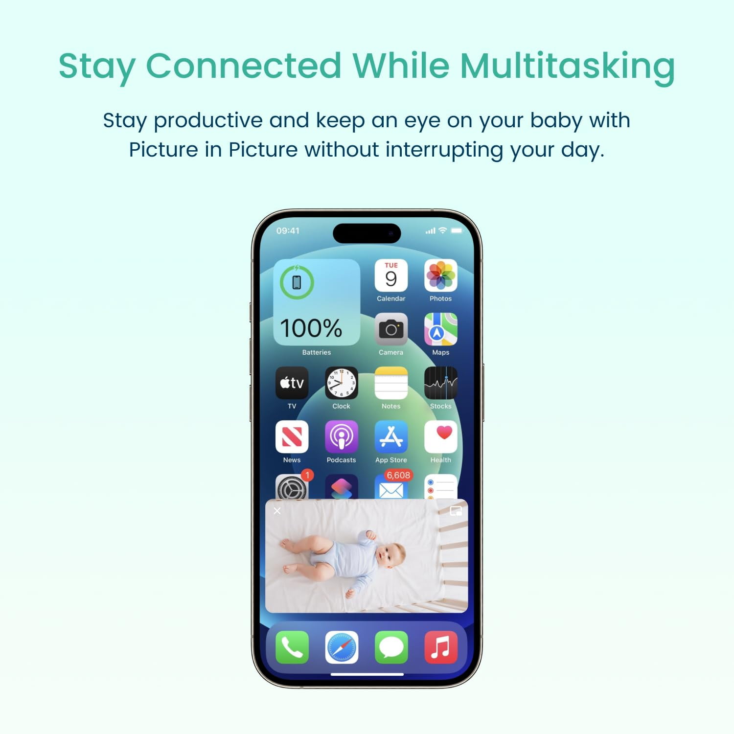 Babysense FullPeek 3MP Video Baby Monitor, WiFi Security Camera with Auto Tracking, Intelligent Motion & Sound Detection, Night Vision, Private Hidden Lens Mode, Supports SD Card