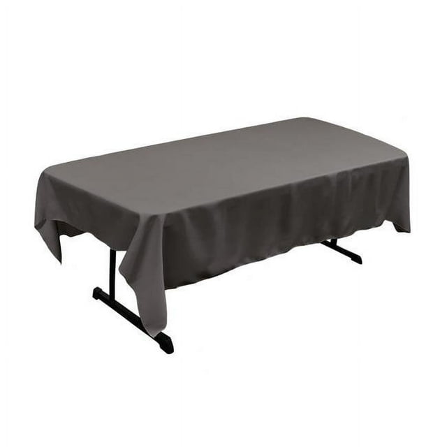 LA Linen TCpop60x90-CharcoalP34 Nappe Rectangulaire en Polyester, Charbon - 60 x 90 Po.