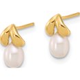 thumbnail image 2 of 14K Yellow Gold 4-5Mm Teardrop White Freshwater Cultured Pearl Post Earrings (Width 4.7) (Length 8.1) - Jbsp, 2 of 5