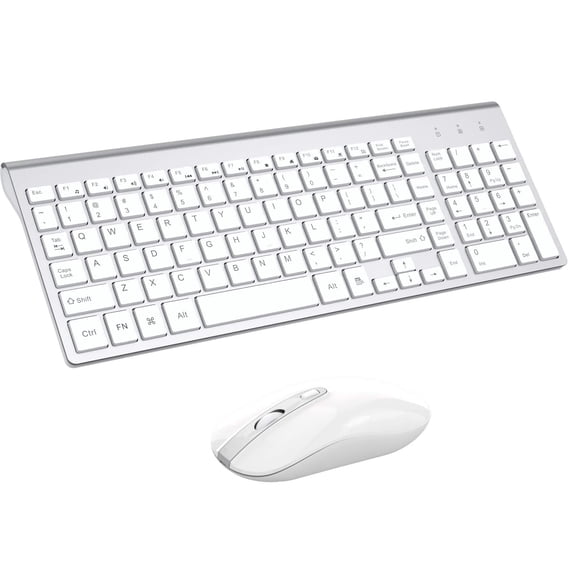 Wireless Keyboard and Mouse Combo, Cimetech Quiet Keyboard and Adjustable DPI Mouse Set, 2.4GHz USB Ultra Slim Silent Computer Keyboard and Mouse for Laptop, PC, Notebook, Desktop-Silver