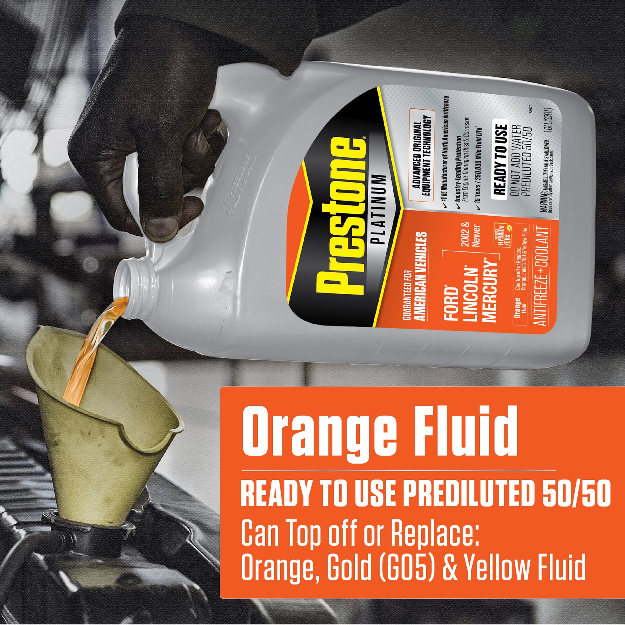 (2 pack) Prestone Platinum American Orange Antifreeze and Coolant 50/50 1 Gallon