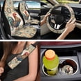 thumbnail image 6 of Binienty Boho Floral Rooster Car Seat Covers Full Set with Matching Automotive Steering Wheel Cover Cloth Armrest Cushion Pad Anti-Scratch Seat Headrest Cover 14 Pieces Vehicle Interior Decor Set, 6 of 7