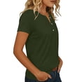 thumbnail image 4 of Babysbule Women's V Neck Button Placket Short Sleeve Henley T Shirt, Casual Loose Fit Top for Daily All Season Wear, 4 of 6