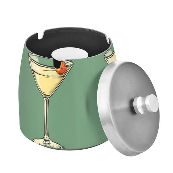 Yayeee Ashtray with Lid for Cigarette Smokeless Stainless Steel Home Ash Holder, Lemon Glass