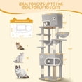 thumbnail image 2 of Hzuaneri Cat Tree, 79.9" Tall Multi‑Level Indoor Cat Tower with Scratching Posts, Platform, Caves, Basket and Hammock, Light Grey, 2 of 9