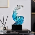 thumbnail image 4 of Modern Abstract Decorative Wave Statue, Blue Abstract Art Home Decor,Crystal Ball Art Wave Resin Sculpture, Office Desk Stand, Dining Table Center Decorative Aesthetics(B,Light-Blue), 4 of 7