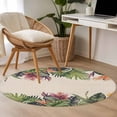 thumbnail image 5 of 4Ft Round Rug, Palm Leaves Non-Skid Rubber Backing Large Area Rugs - Living Room Bedroom Home Office, Summer Botanical Tropical Plants Rustic Indoor Floor Mat Carpets Washable Rug, 5 of 9