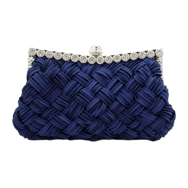 Qarigey Cartera conveniente y moderna para mujeres de moda, bolso de hombro, bolsos de noche, bolso tejido, bolsos de mano, bolsos de mano, Bolsas de mensajero y de hombro Azul oscuro