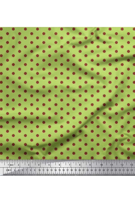 Rayon Fabric Red Small Motif Shirting Print Fabric by The Yard 42 Inch Wide