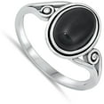 thumbnail image 4 of CHOOSE YOUR COLOR Simulated Black Onyx Cocktail Ring .925 Sterling Silver Band CZ Female Size 10, 4 of 4