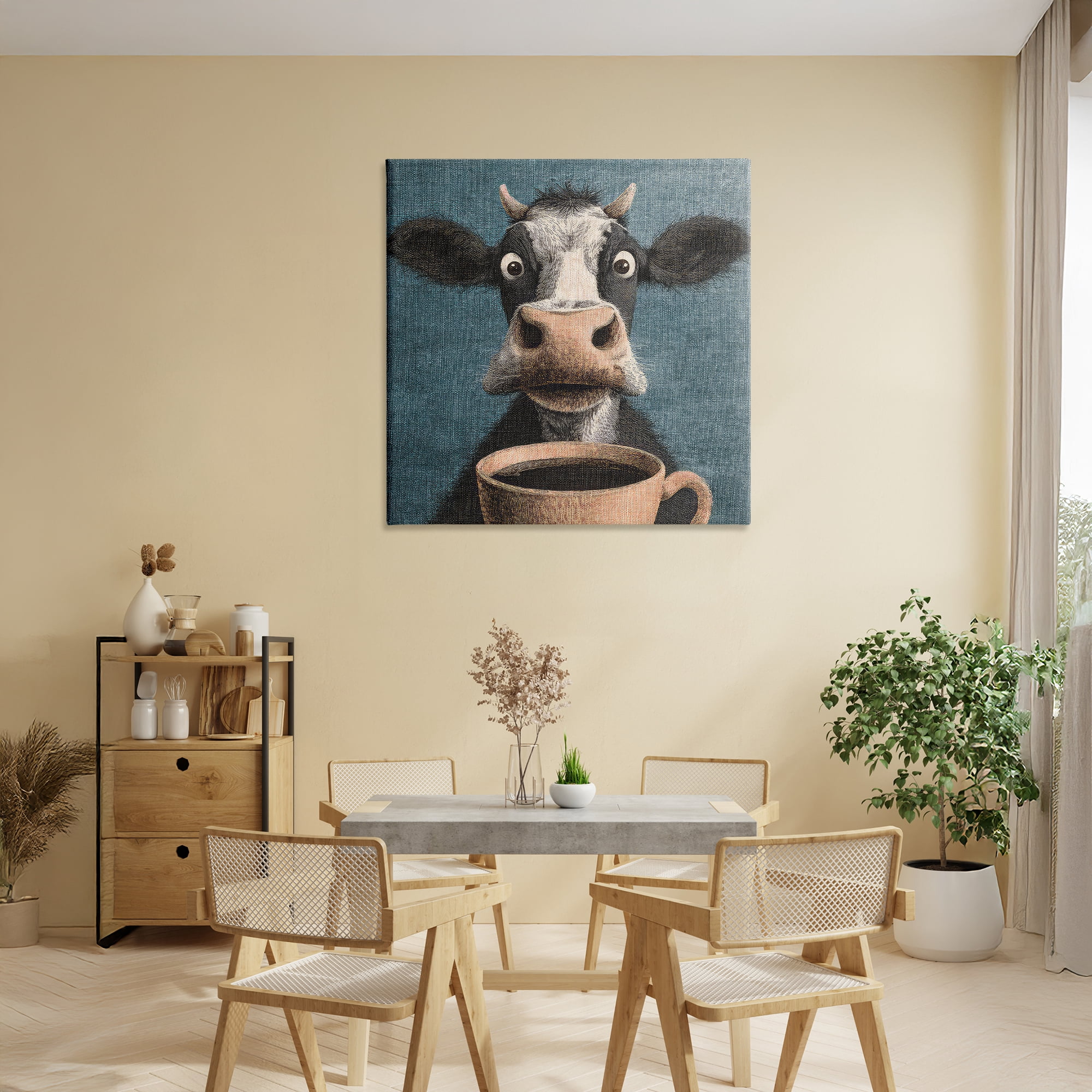 Stupell Industries Grumpy Cow & Coffee Canvas Wall Art, design by The Wands Want