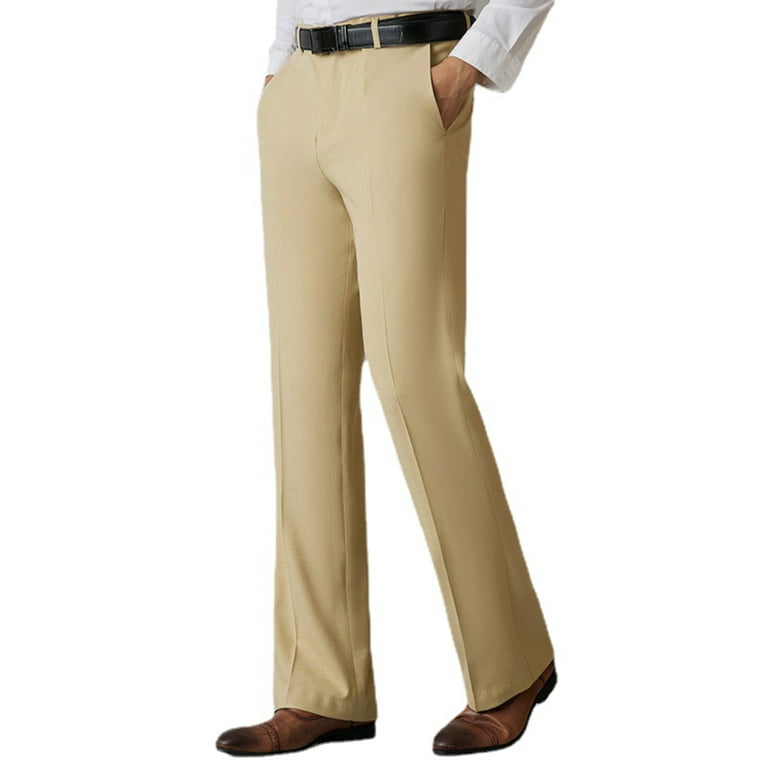 HAORUN Men Bell Bottom Flare Pant Slim Fit Breathable Stretch Formal  Trouser 