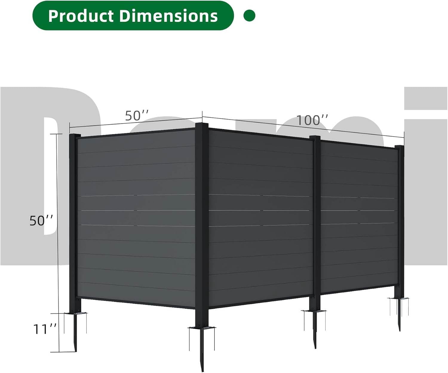 Privacy Fence Outdoor Privacy Screens, 50" W x 50" H Air Conditioner Fence, Trash Can Enclosure with Metal Stakes, Metal Decorative Fences for Garden Backyard Patio(3 Panels, Black),Fence Panels