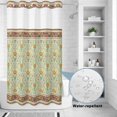 thumbnail image 2 of No Hook Shower Curtain, Vintage Boho Floral Shower Curtains for Bathroom with See Through Top Window, Ethnic Tribe Abstract Art Flowers Waterproof & Washable Bath Curtain Stand Up Stall 36"x72", 2 of 9