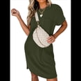 thumbnail image 2 of Vestido Mini Informal de Verano para Mujer, con Cuello Redondo, Corta y Canalé Verde M, 2 of 7