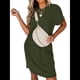 thumbnail image 2 of Vestido Mini Informal de Verano para Mujer, con Cuello Redondo, Corta y Canalé Verde XXL, 2 of 7