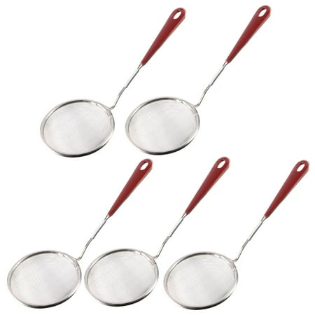 

Kitchen Plastic Handle Tool Fine Mesh Strainer Skimmer 9 Length 5 Pieces