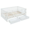 thumbnail image 6 of Full Size Daybed with Fence Guardrails and 2 Drawers, Wood Full Bed Frame with Storage, Split into Independent Floor Bed & Daybed for Bedroom, Living Room, White, 6 of 9