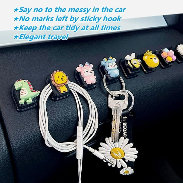 4 PCS Cute Car Sticker Hooks Adhesive Car Seat Back Cartoon Mini