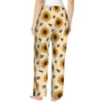 thumbnail image 3 of Naloa Sunflowers And Bee Print Women’s Ultra-Soft Comfy Pajama Lounge Pants with Pockets & Drawstring, 3 of 8