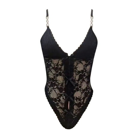Yuhangmm Women Lingerie For Women Floral Snap Crotch Teddy Chemise Nightie Lace Nightgown Submissive Lingerie for Women Leather