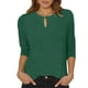 thumbnail image 1 of Camiseta con cuello volado para mujer: manga tres cuartos, color liso, prenda informal para interior/exterior, tallas S/XXL., 1 of 6