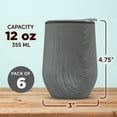 thumbnail image 5 of Palmera Stemless Wine Tumblers with Lids 12 oz. Set of 6, Bulk Pack - Perfect for Wine, Cocktails, Other Hot & Cold Beverages - Rustic Grey, 5 of 5