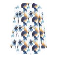 thumbnail image 6 of Betivan Fall Clearances-Tops Womens Fashion Blue and White Porcelain Printed Long Sleeve Tops Pleated Fall Tunic T-Shirts Chinoiserie Crew Neck Hide Belly Blouses, 6 of 7