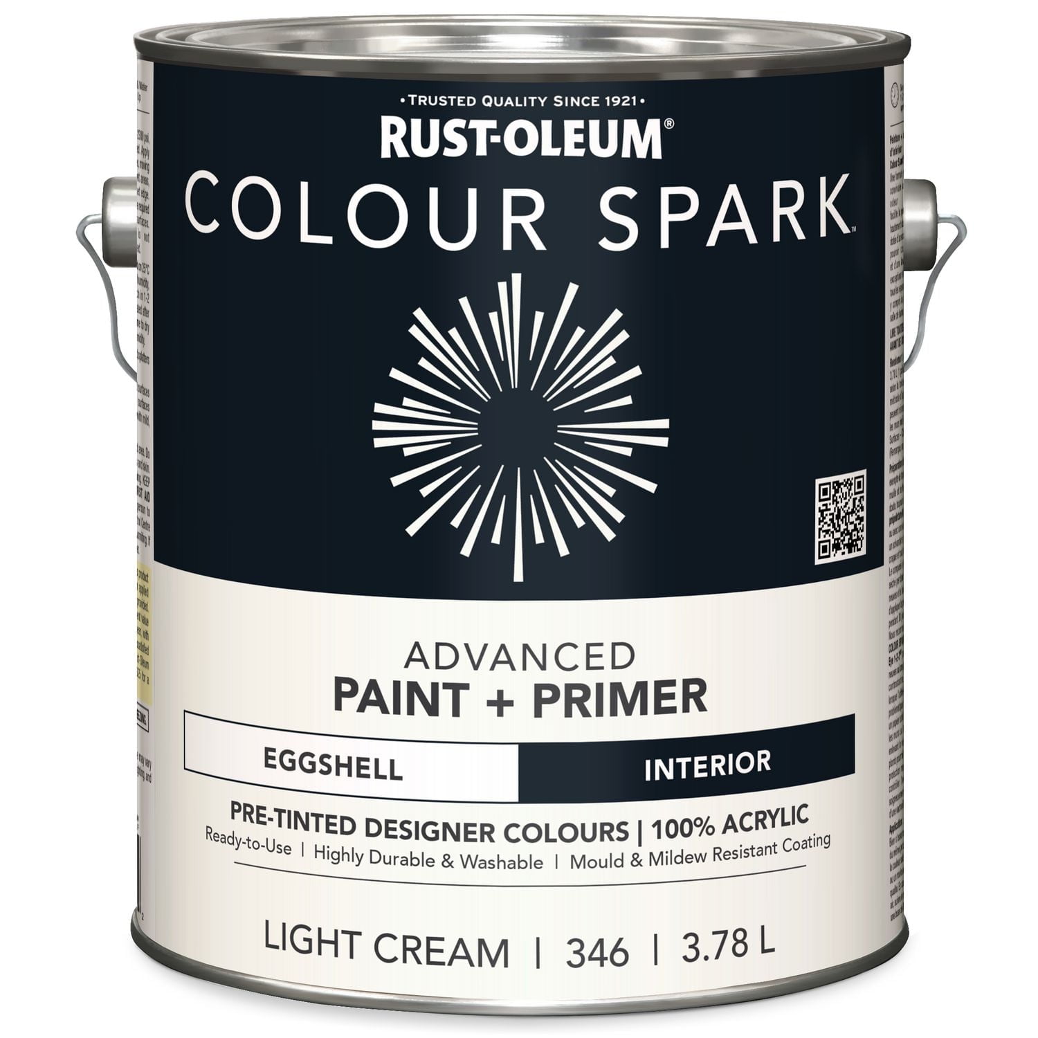 Rust-Oleum Colour Spark™ Peinture + Apprêt, Intérieur Coquille d'oeuf, Crème Légère 3,78L 3,78L