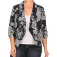 thumbnail image 1 of FashionOutfit Women's Stretch Design Printed 3/4 Shirring Sleeve Open Blazer [S-3XL], 1 of 1