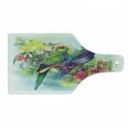 thumbnail image 1 of Parrot Cutting Board, Faded Flowers and Love Parrots Botanical Flora with Romantic Orchids Wings Boho Art, Tempered Glass Cutting and Serving Board, Wine Bottle Shape, Multicolor, by Ambesonne, 1 of 1