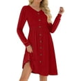 thumbnail image 3 of Fantaslook Long Sleeve Dresses for Women V Neck Casual Fall Dress Button Floral Midi Dresses with Pockets, 3 of 9