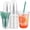 Green, variant on 25 Pack 16 oz Clear Plastic Cups with Lids and Straws, Disposable Cold Drink Cups for Coffee, Smoothies, Juice, Milkshakes, Iced Tea, Round Bottom, Portable Beverage Cups