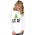 thumbnail image 4 of Festive Holiday Christmas Tree Lit AF Plus Size Long Sleeve Graphic Tee Shirt Brisco Brands 2X, 4 of 5
