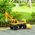 thumbnail image 2 of Qaba No Power Ride On Excavator Construction Digger Multi-Functional Truck Toy with 2 in 1 Design Detachable Digging Bucket and Grab Bucket, Music, Light, Yellow, 2 of 9