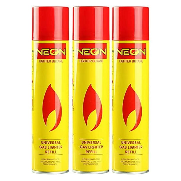 Pack of 3 Neon Lighter Gas Refill Butane Universal Fluid Fuel Ultra