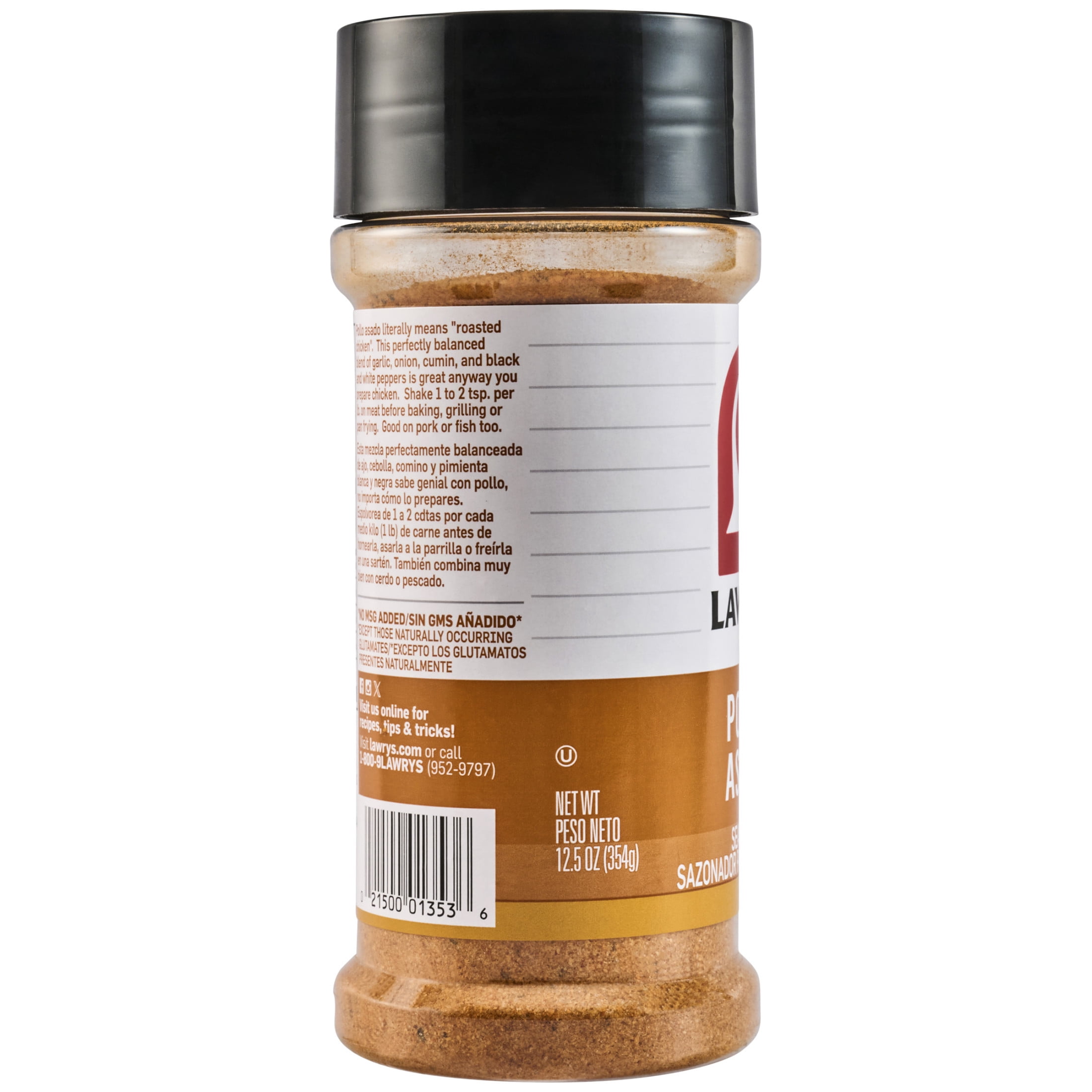 Lawry's Casero Pollo Asado Seasoning – 12.5 Oz (354g), Powder, Fresh Until 08/2026