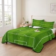thumbnail image 2 of Quilts Twin Size Bedding Set, Soccer Field Lightweight Quilted Comforter, Green Birdseye View Athletic Sporty Soft Reversible Bedspread Coverlet with Pillow Covers for All Season, 68" x 86", 2 of 9