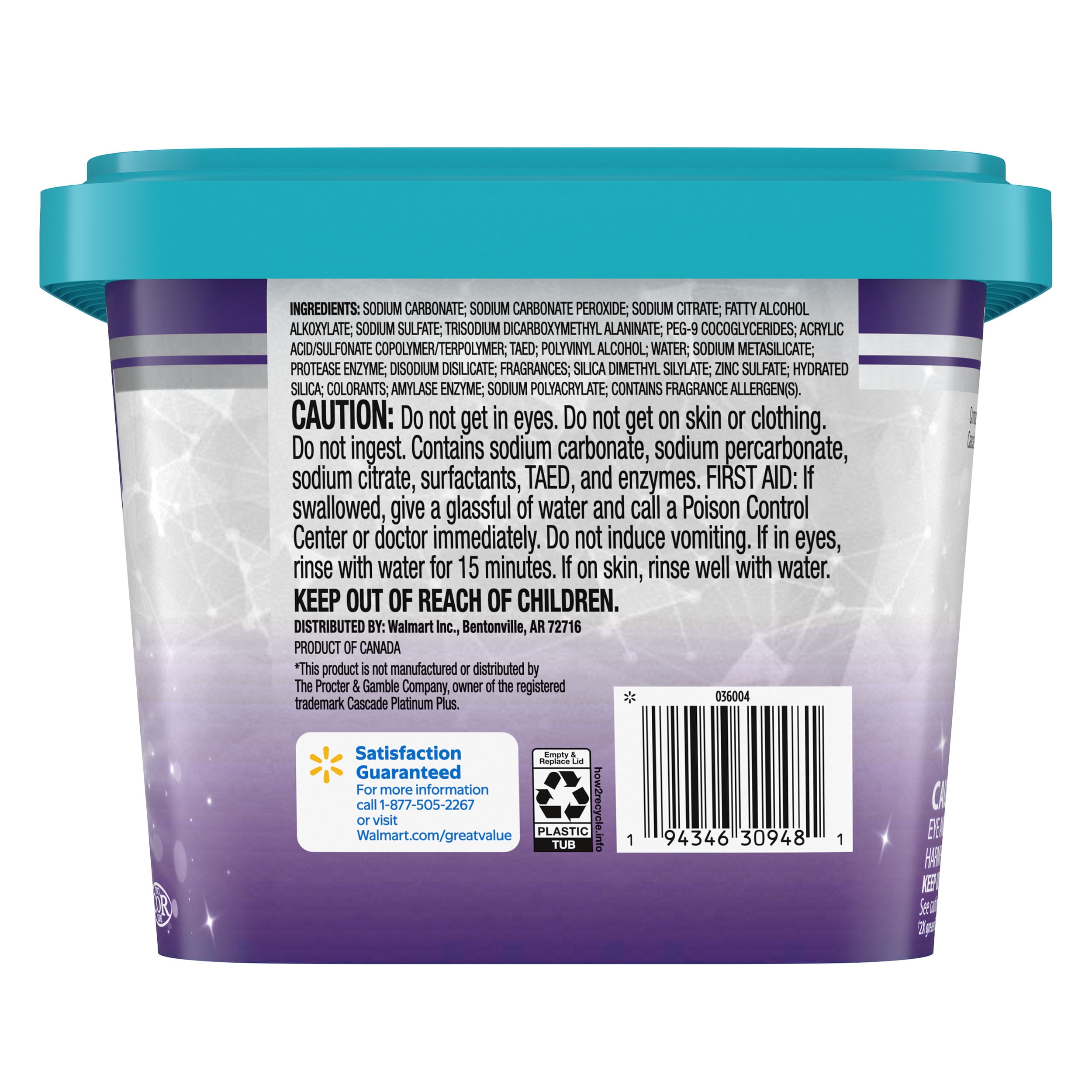 (4 pack) Great Value Premium Plus Dishwasher Pacs, Fresh Scent, 47 Count