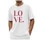 thumbnail image 1 of Tops para hombre, blusas y camisas de cuello redondo y manga corta para hombre. Camiseta/camisa informal de cuello redondo y manga corta con estampado de corazones para hombre. Tops de poliéster para, 1 of 4