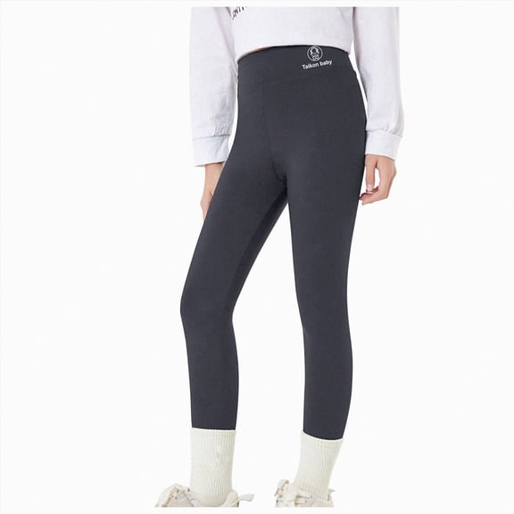 Splozh Leggings for Girls Fashion Cute Fall Pant Print High Waisted Pants Girls' Leggings Pants Kids' Yoga Pants Stretchy Leggings,Grey,7-8 Years