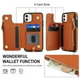 thumbnail image 7 of Wallet Case for Apple iPhone 11, with Crossbody Shoulder Strap & Hand Wrist Cards Holder Zipper Pocket Stand Feature Full Protective Shockpoof Phone Case for iPhone 11, Brown, 7 of 7