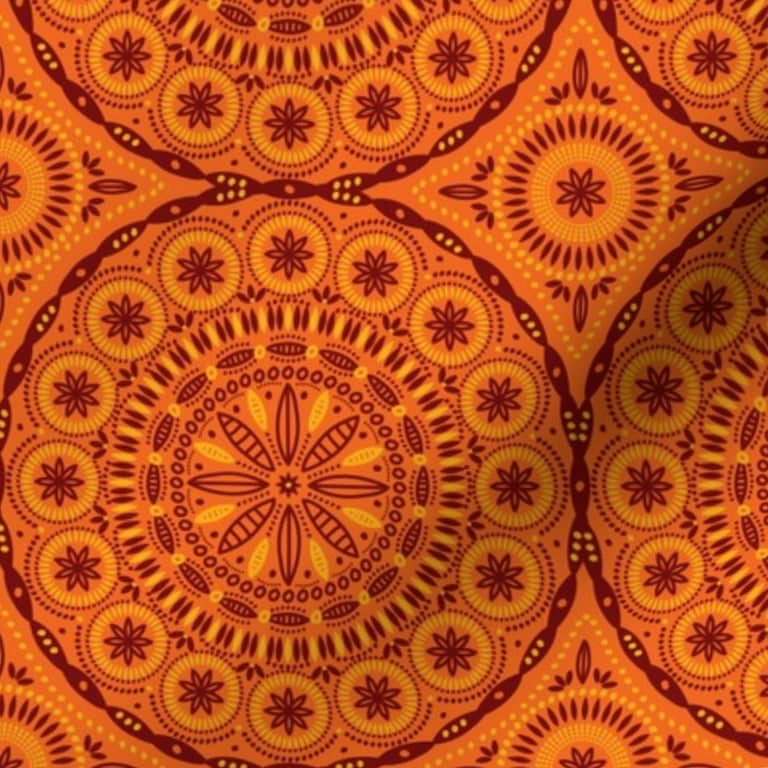 Orange Yellow Bohemian Fabric, Woven Fabric
