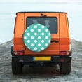 thumbnail image 6 of Salouo Teal Turquoise And White Polka Dot Print Spare Tire Cover 14-17 inch Spare Tire Protector Universal Tough Tire Wheel Cover for Trailer SUV and Truck-17 inch, 6 of 6