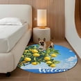 thumbnail image 3 of Summer Welcome Round Living Room Rugs 8 ft, Yellow Lemon Blue Sky Green Leaf Ocean Washable Large Area Rug with Non-Slip Sturdy Edge Binding Round Carpet for Dining Room Kitchen Office, 3 of 9