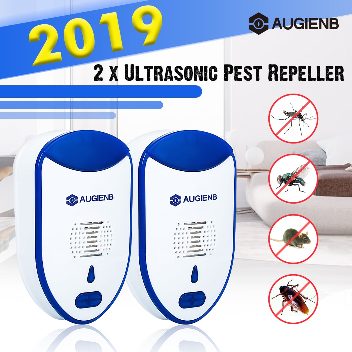 2Pack Electronic Ultrasonic Pest Reject Mosquito Rodent Mice Bug Repeller Plug 